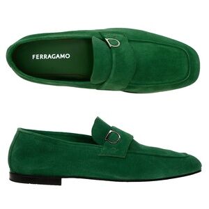 Salvatore Ferragamo Crystal 2 Green Suede Leather Size 12 US New